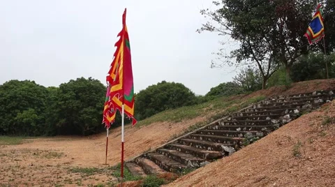 Temple scenery, nature scenes, flag (cảnh chùa Stock Footage 47455843