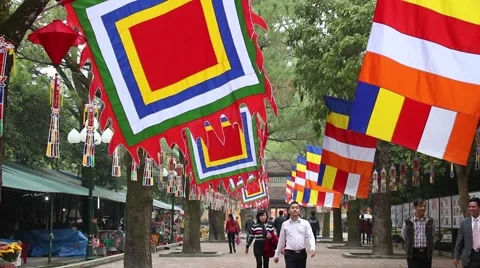 Temple scenery, nature scenes, flag Video stock 47455974