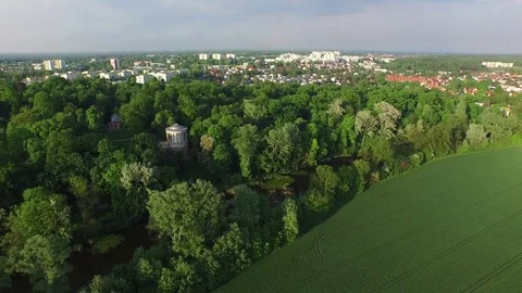 Temple of the Sibyl in spring, aerial view Stock Footage 85289484