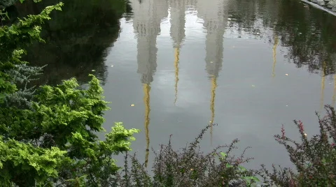 Temple spires reflecting pool Stock Footage 513142