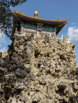 Temple on stone hill Stock Photos