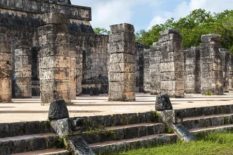 Temple of a Thousand Warriors in Chichen Itza Stock Photos