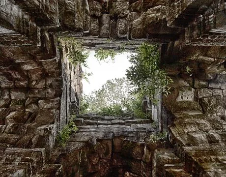 Temple tower ceiling at preah khan Stock Photos