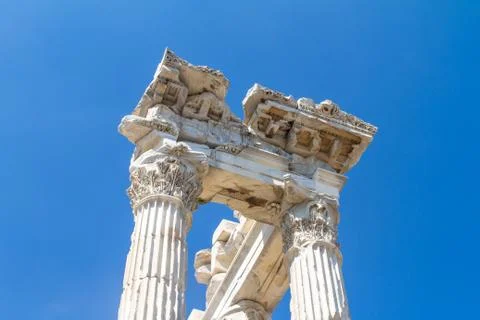 Temple of trajan in pergamon Stock Photos