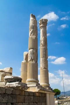 Temple of trajan in pergamon Stock Photos