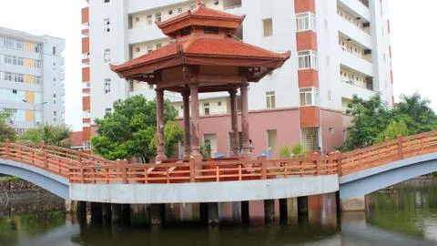 Temple with two bridges Stock Photos