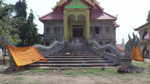 Temple under construction in Savannakhet, Laos Stock Footage 145748829