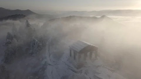 Temple under the snow 2k7 Stock Footage 105848750