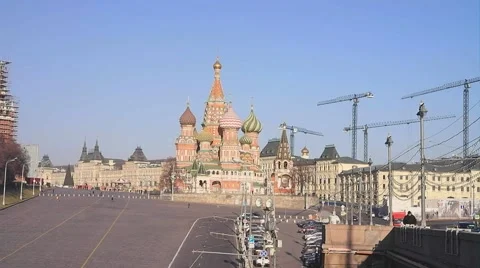Temple of vasiliy beatific, red square and kremlin Stock Footage 44218304