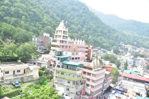 Temple view with green, tree background Stock Photos