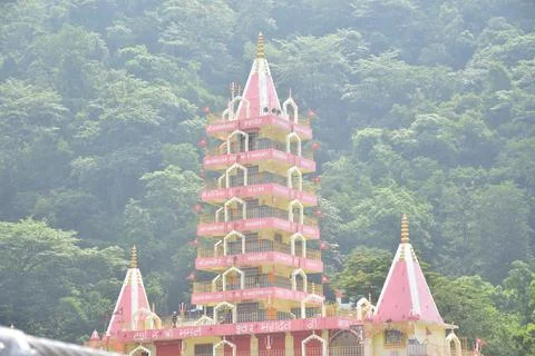 Temple view with green, tree background Stock Photos