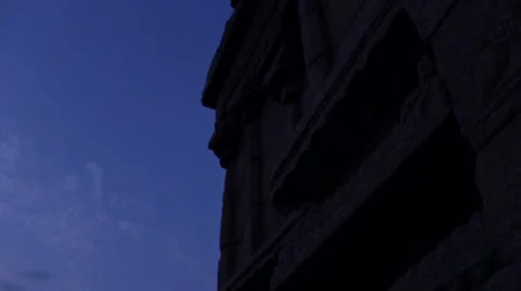 Temple wall at night tracking shot Stock Footage 49911711