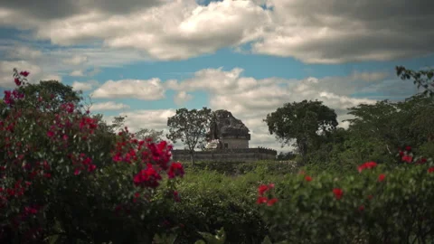 Temple Of Warriors Columns Chichen Itza Archaeological Site Wide View Stock Footage 311830845