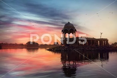 Temple on the water in India Stock Photos