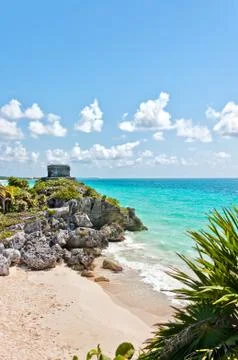 Temple of the wind in Tulum, Mexico 写真素材