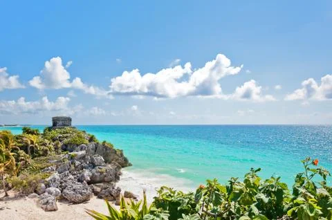 Temple of the wind in Tulum, Mexico Stock Photos