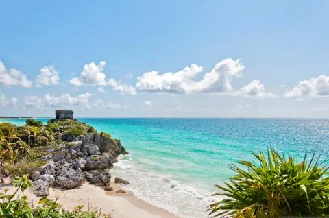 Temple of the wind in Tulum, Mexico Stock Photos