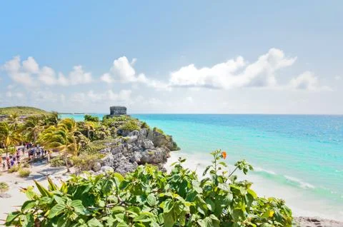 Temple of the wind in Tulum, Mexico Stock Photos