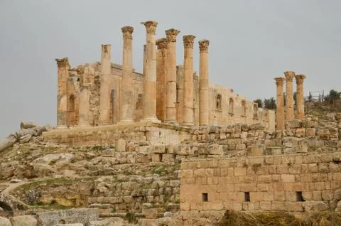 Temple of zeus, jerash Stock Photos
