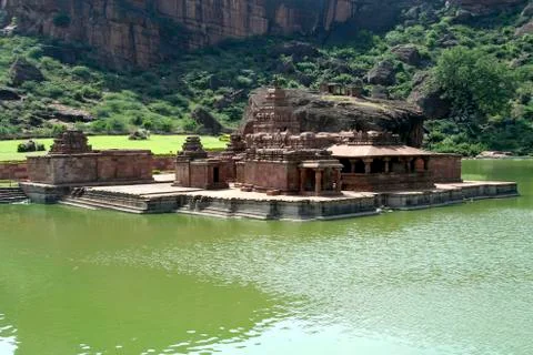 Temples in Lake Bed Stock Photos