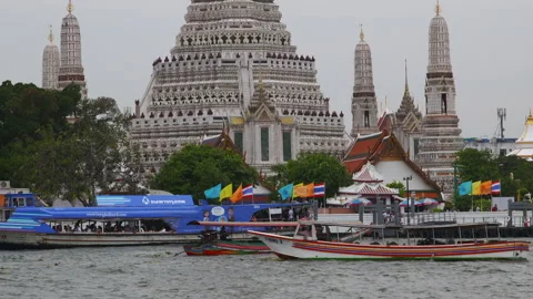 Temples next to river Stock Footage 280222797
