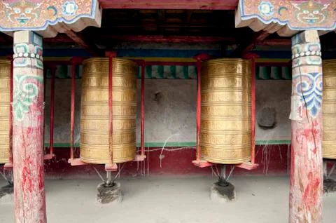 Temples, prayer wheel Stock Photos