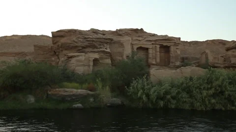 Temples on the shores of the Nile river, Egypt Stock Footage 35109398
