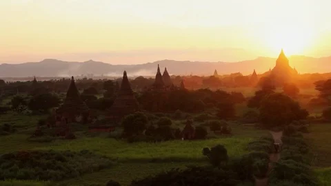 Temples at sunset Stock Footage