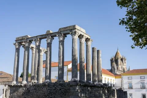 Templo Romano in Evora Stock Photos