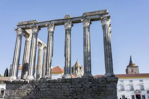 Templo Romano in Evora Stock Photos