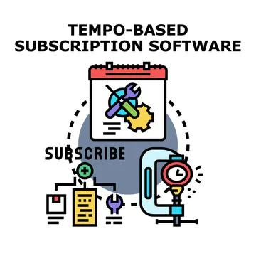 Tempo based subscription software solution development concept Stock Illustration