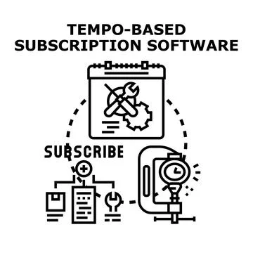 Tempo based subscription software solution development concept 스톡 일러스트