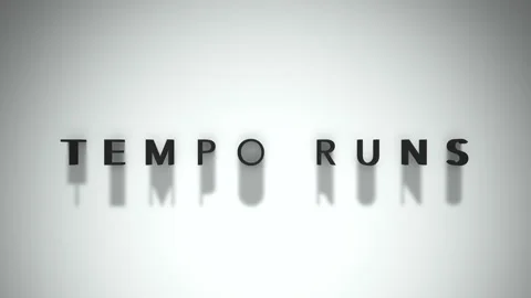 Tempo runs dynamic title matte black title against a white background Stock Footage 301837670