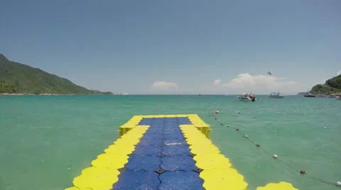 Temporal moving water dock floating paradise beach 4k Video stock 57273453