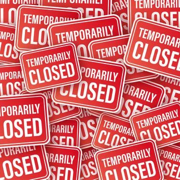 Temporarily closed pattern. Abstract pattern on red backdrop in sticker boom Ilustração Stock