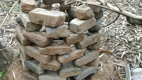 Temporary brick boundary Stock Footage 126805381