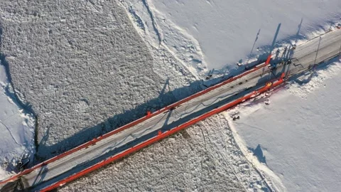 The temporary bridge through the river. Stock Footage 164544717
