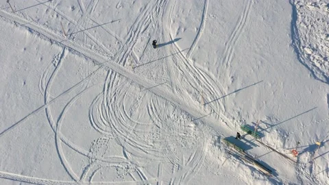 The temporary bridge through the river. Stock Footage 164545598