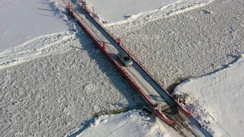 The temporary bridge through the river. Stock Footage 165030275