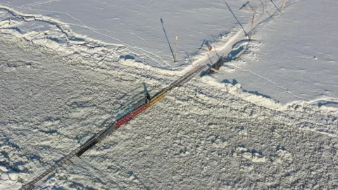 The temporary bridge through the river. Stock Footage 165030279