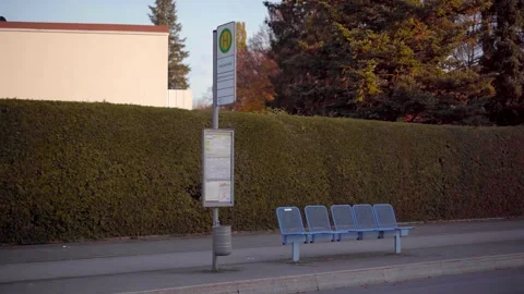 Temporary bus stop in Bavaria, Germany, during autumn season. It features blue Vidéo 295283805
