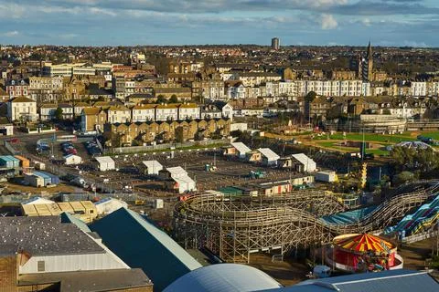 The temporary coronavirus testing facility behind Dreamland in Margate Stock Photos