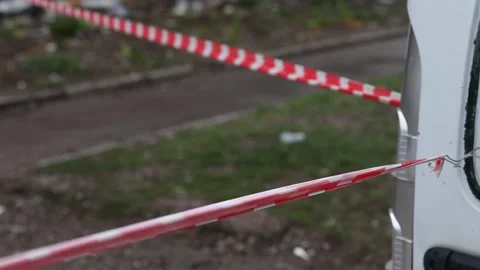 Temporary fencing at a construction site or incident. Stock Footage 229457643
