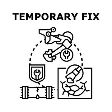 Temporary fix solving urgent problem and damage Ilustração Stock