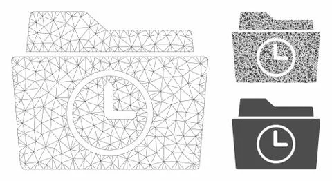 Temporary Folder Vector Mesh 2D Model and Triangle Mosaic Icon 스톡 일러스트