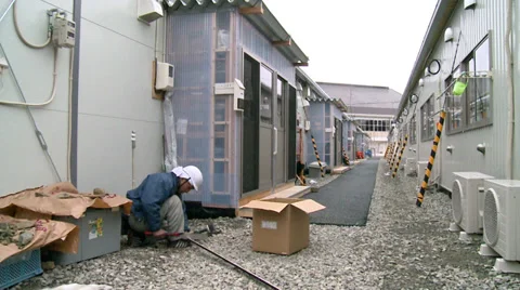 Temporary Housing in Japan Stock Footage 32087473