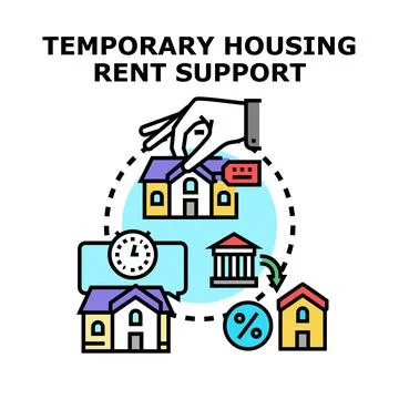 Temporary housing rent support program concept Stock Illustration