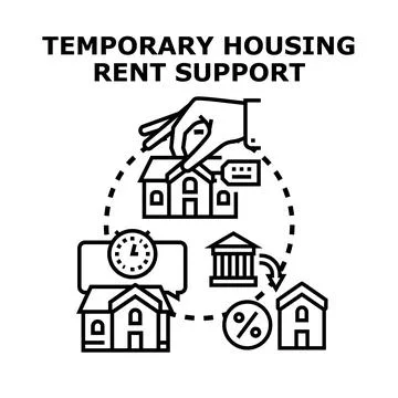Temporary housing rent support program concept Stock Illustration