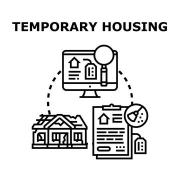Temporary housing solution planning after natural disaster 스톡 일러스트