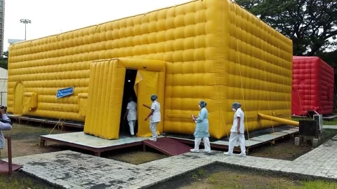 Temporary inflatable tent at Tata Memorial Hospital Vidéo 143961107
